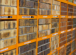 Close up of various bricks inside Mini Build Store